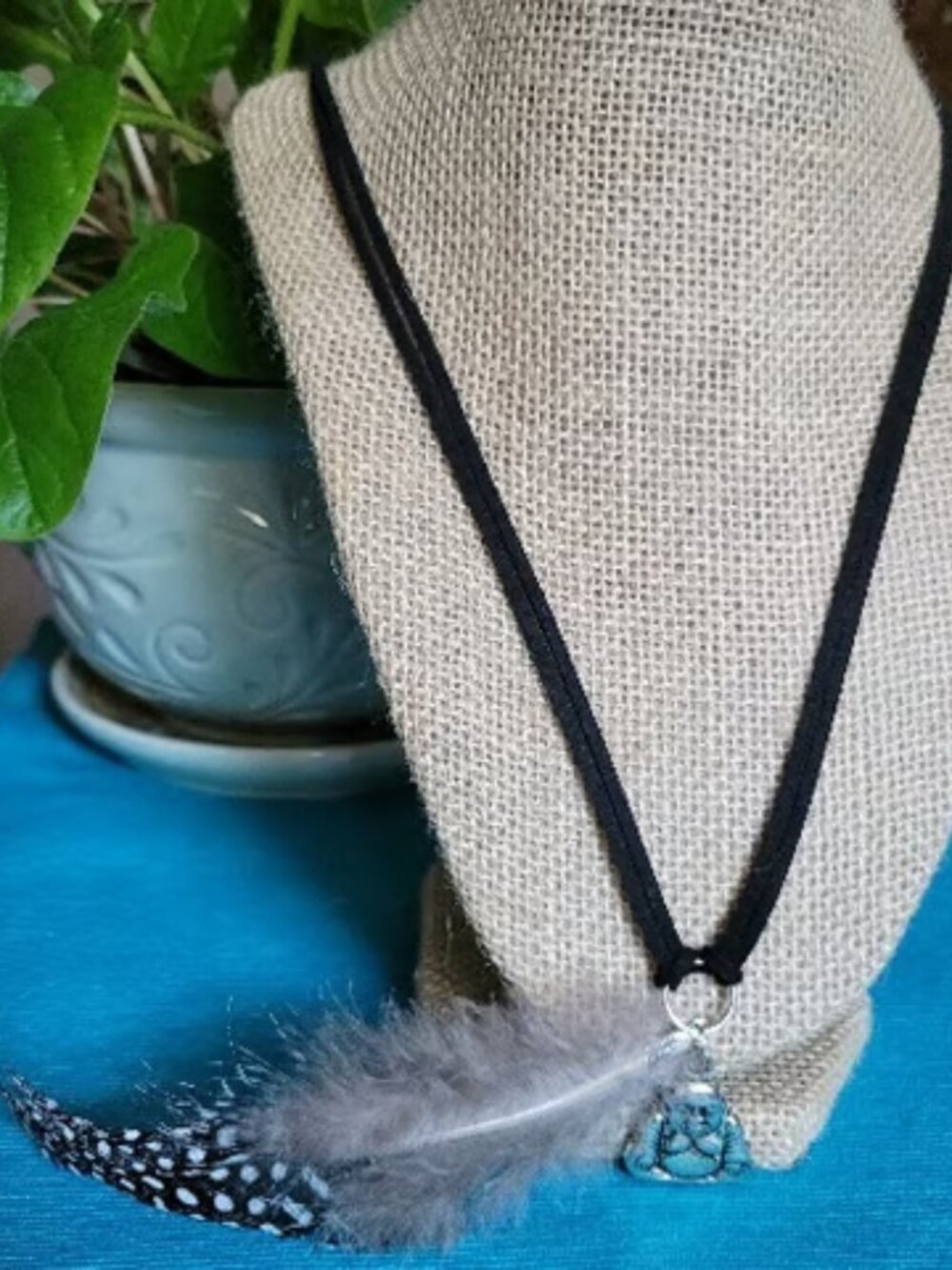 Black & Brown Suede Feather Necklaces